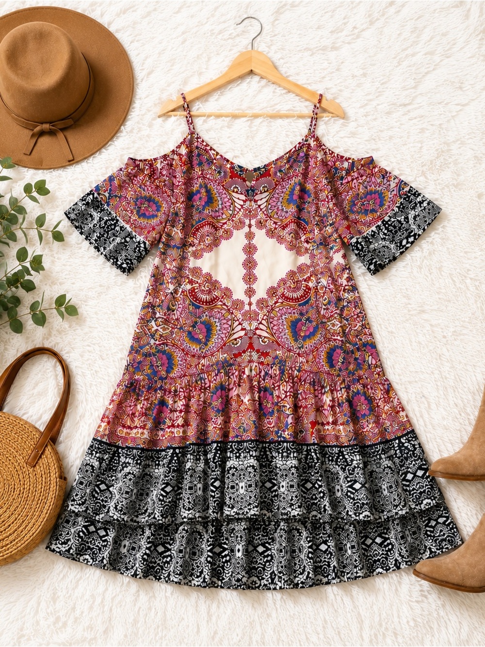 Nicole Miller Artelier 100% Silk Boho Paisley Mini Dress Festival Petite P